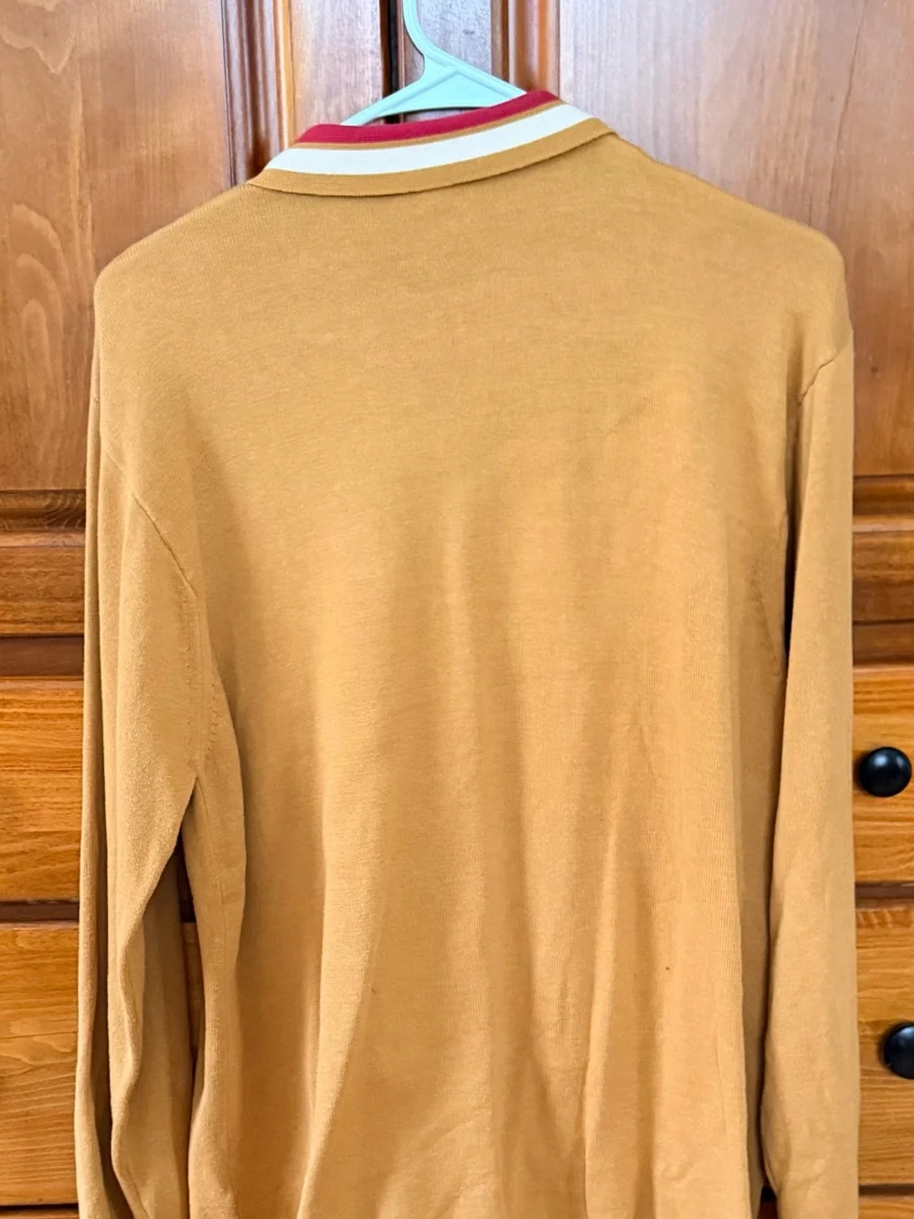 Gabicci Retro Colorblock Cardigan - Red & Tan